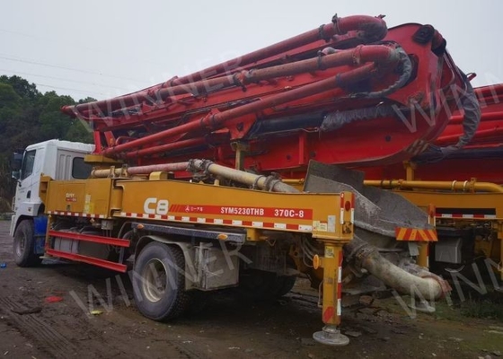 2-assige tweedehands pompwagen 2019 gebruikte betonnen vrachtwagens 37 m met SANY-chassis